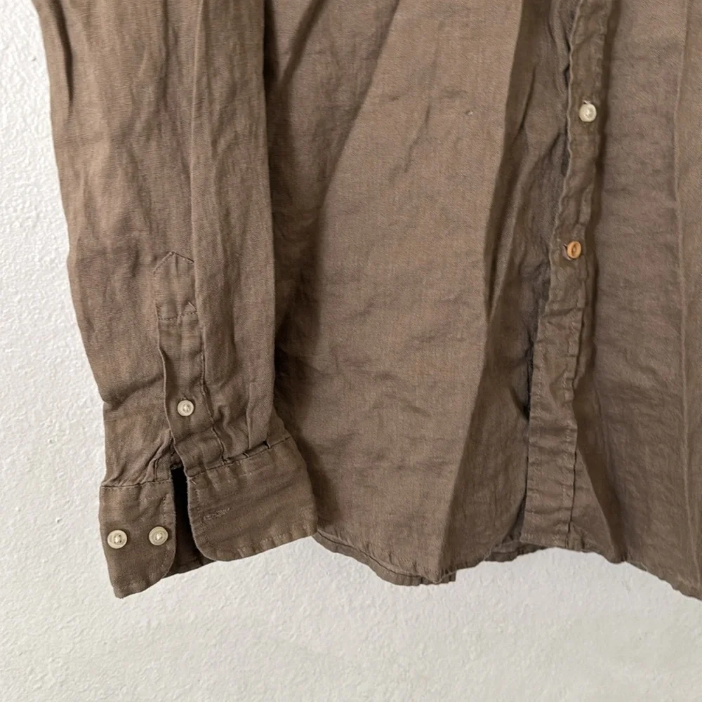 Casual Men's Brown Linen Button-Down Shirt